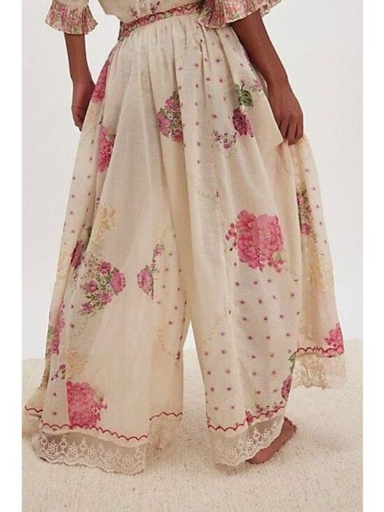 Intimately Free People Other - Intimately Free People Vintage Floral Lounge Pants With Lace Hem Elastic Waist